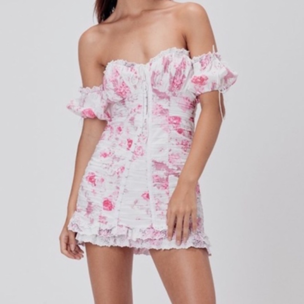 FOR LOVE AND LEMONS MILLS RUCHED MINI DRESS